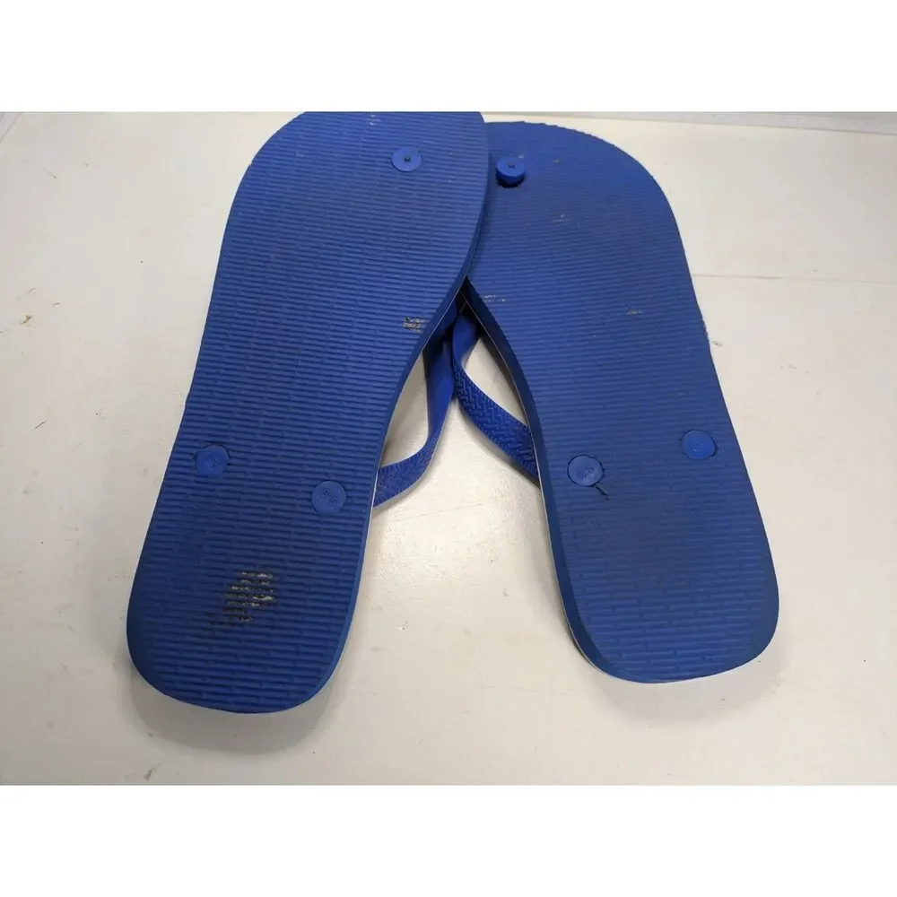 Havaianas Men's Blue Hawaii Beach Print Flip Flops Size 13